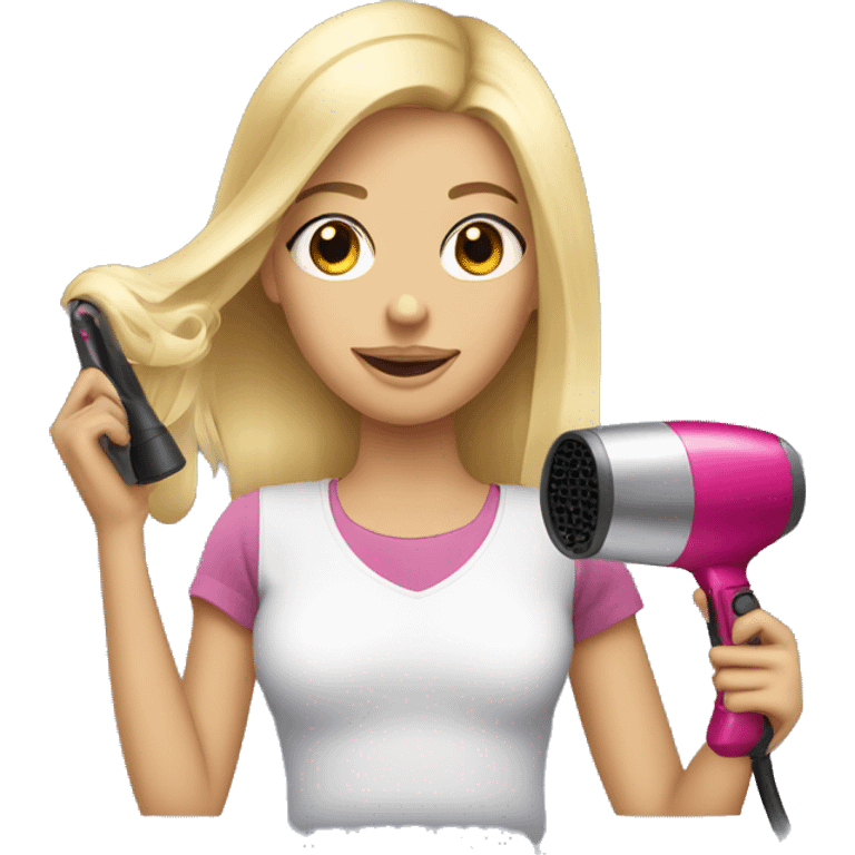 blonde girl holding a blow dryer emoji