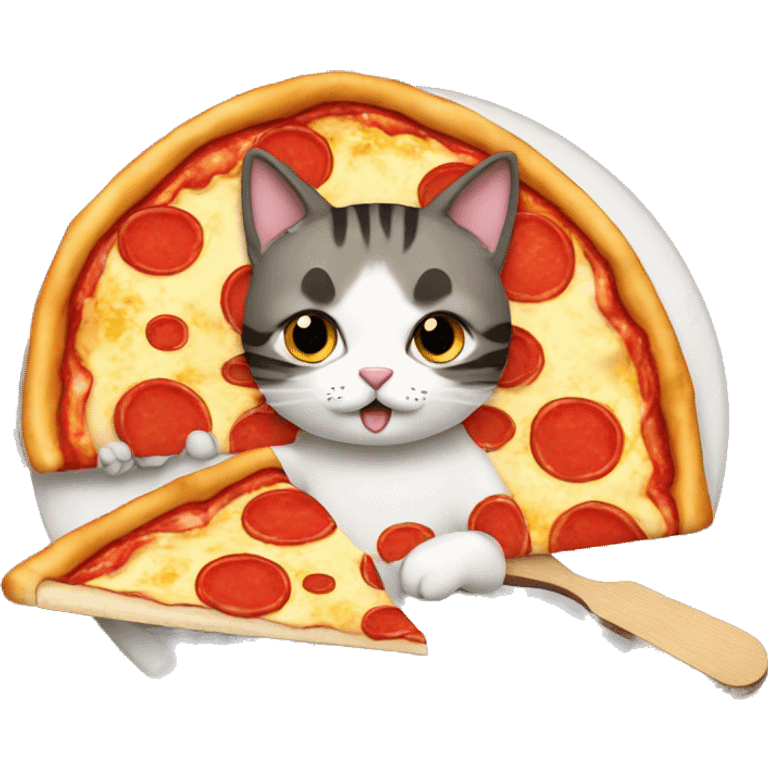 Gato comiendo pizza emoji