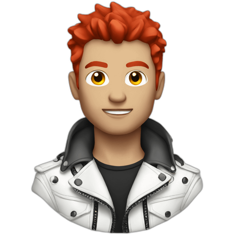 Punk male with white leather jacket with red hair emoji