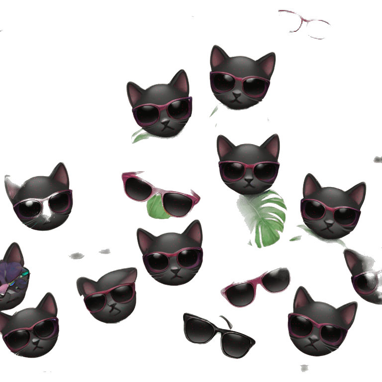 A black cat with sunglasses on wearing a Hawaiian shirt emoji