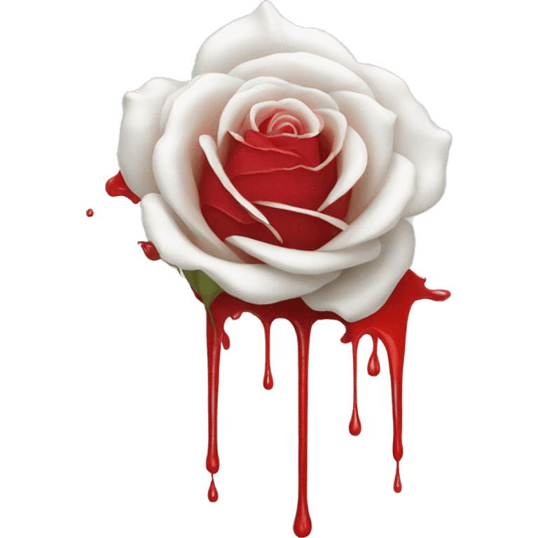 White rose dripping red paint emoji