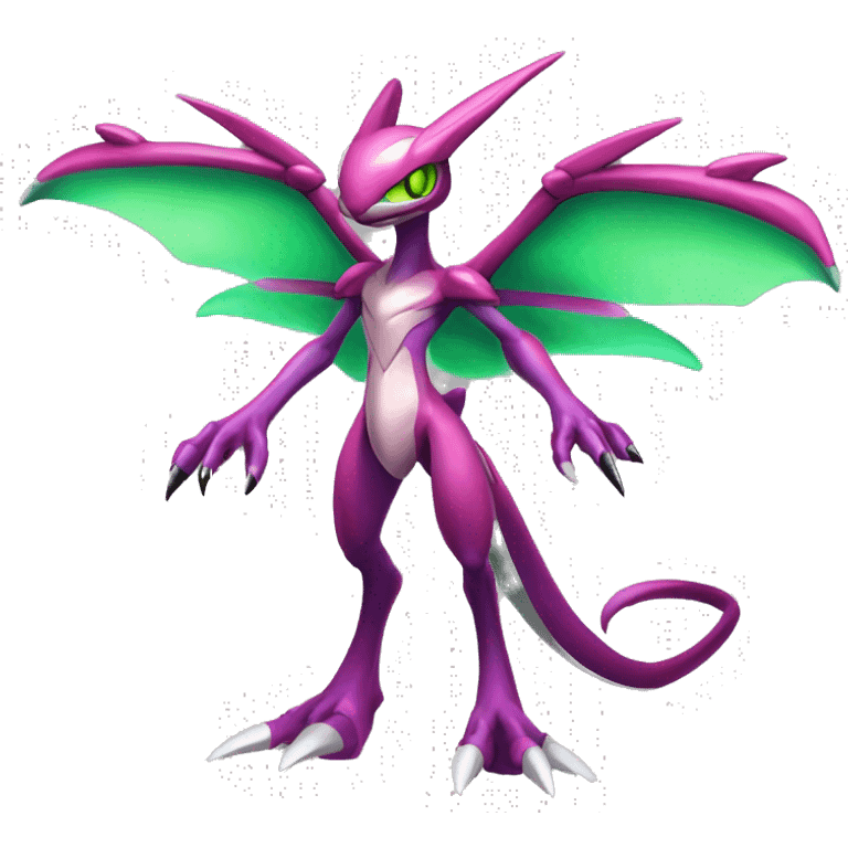 Anthro Cool Edgy Legendary Colorful Shy Shiny Fakemon-Pokémon-Genesect-Flygon-Fantasy-Creature With Full Body Detailed High Quality emoji