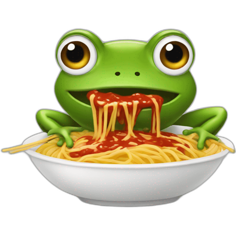 frog eating spaghetti and sauce emoji