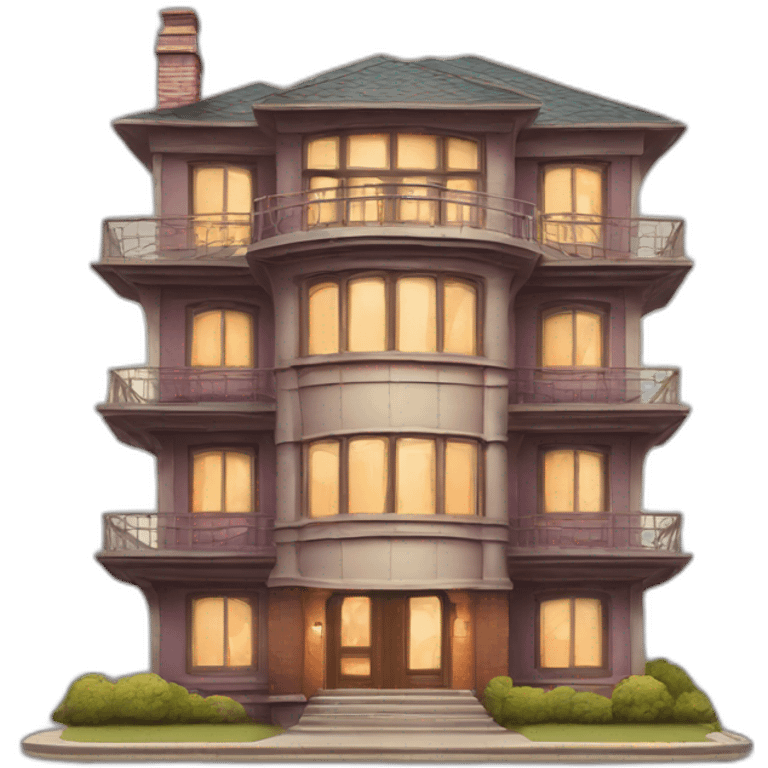 large multi-storey house in retro style emoji