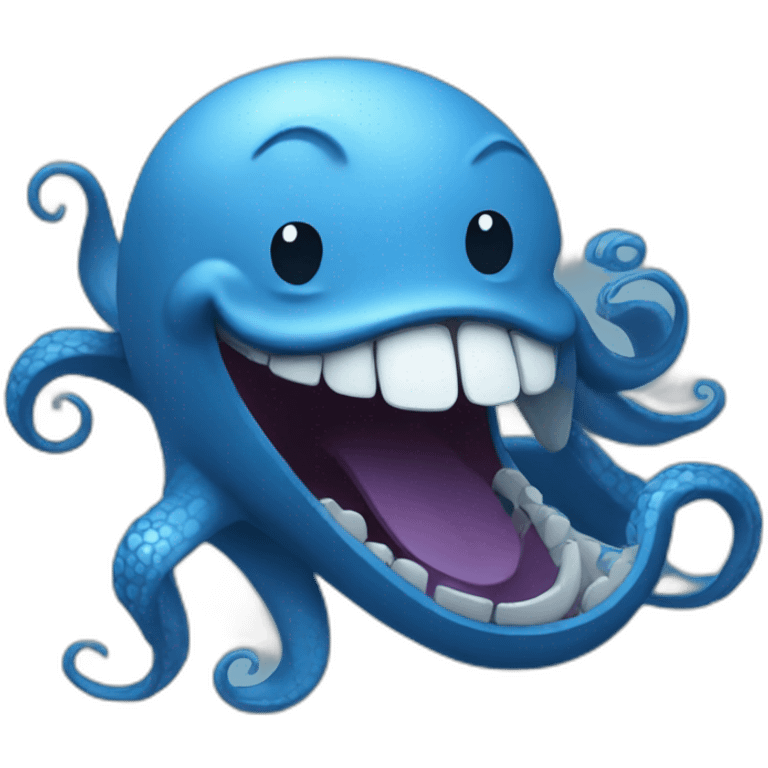 cartoon blue kraken laughing emoji