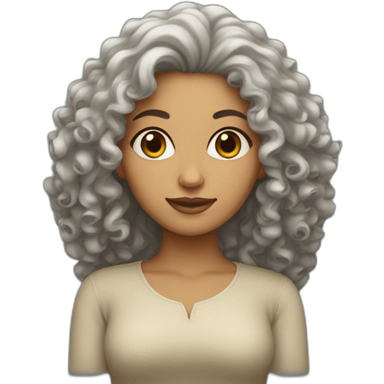 Persian woman with curly hair emoji