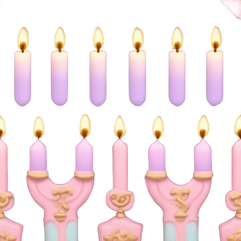 menorah (hannakah) baby pink and pastel lit candles emoji