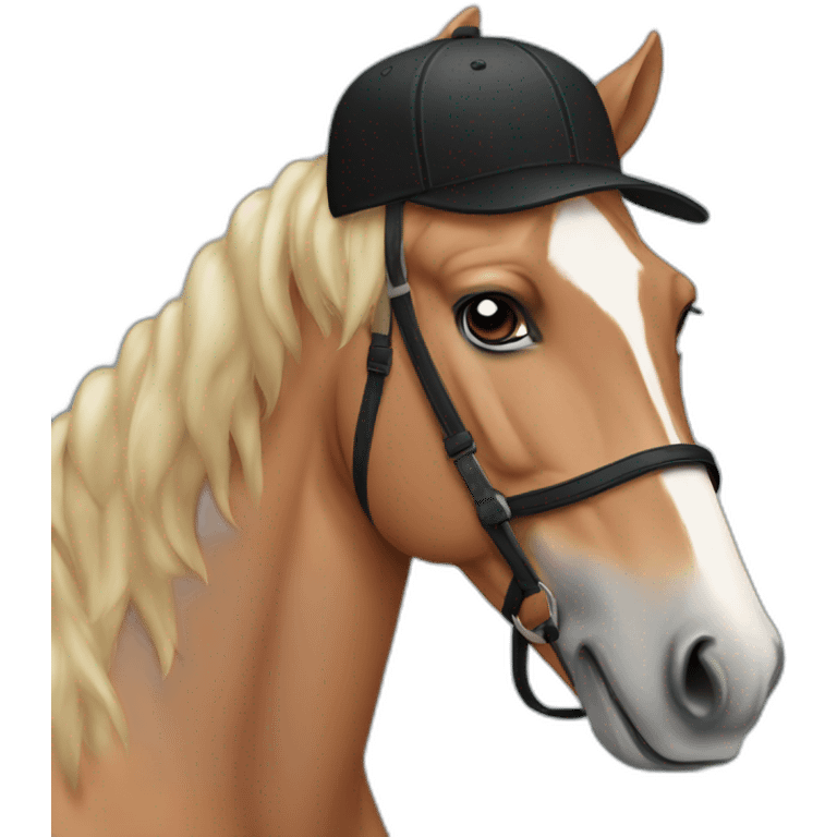 Horse with black baseball cap emoji