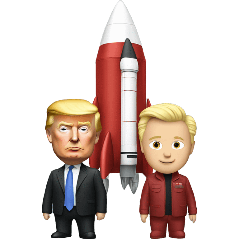 trump and Elon musk sticking on rocket together which is going on top  emoji