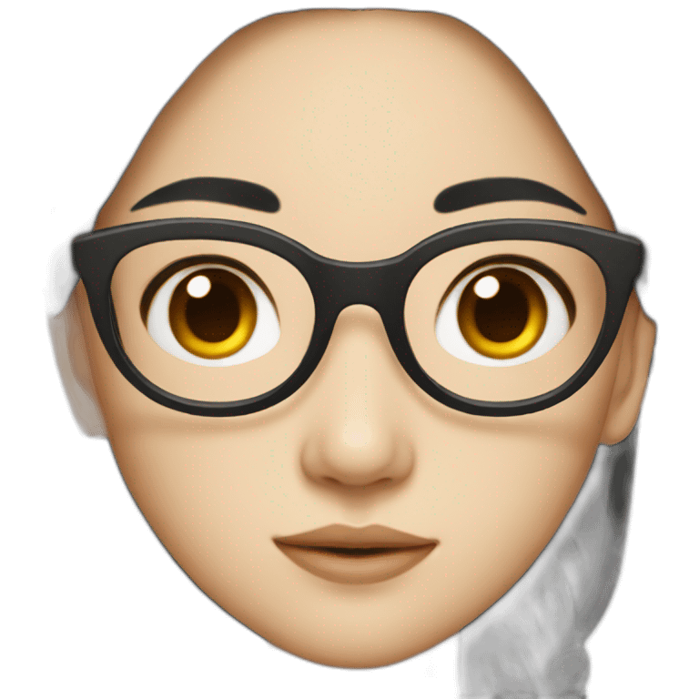 chinese girl with black long hair with glasses emoji