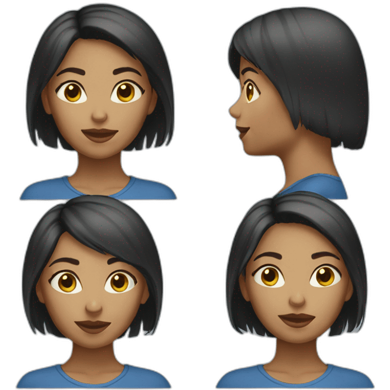 women short hair blue emoji