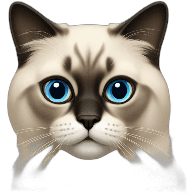 birmans cat with blue eye, a black face, and A beige coat  emoji