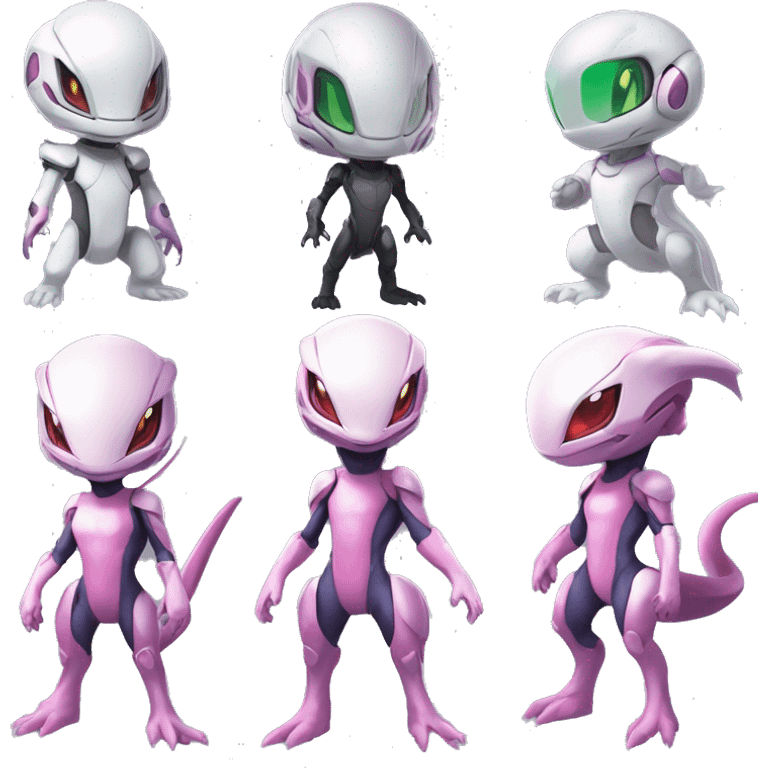 White body, Anthro-Sona-Lizard-Alien-Salazzle-Mew-Mewtwo-Fakémon, with pink eyes, with a futuristic visor-helmet, wearing a techwear-suit, Full Body emoji