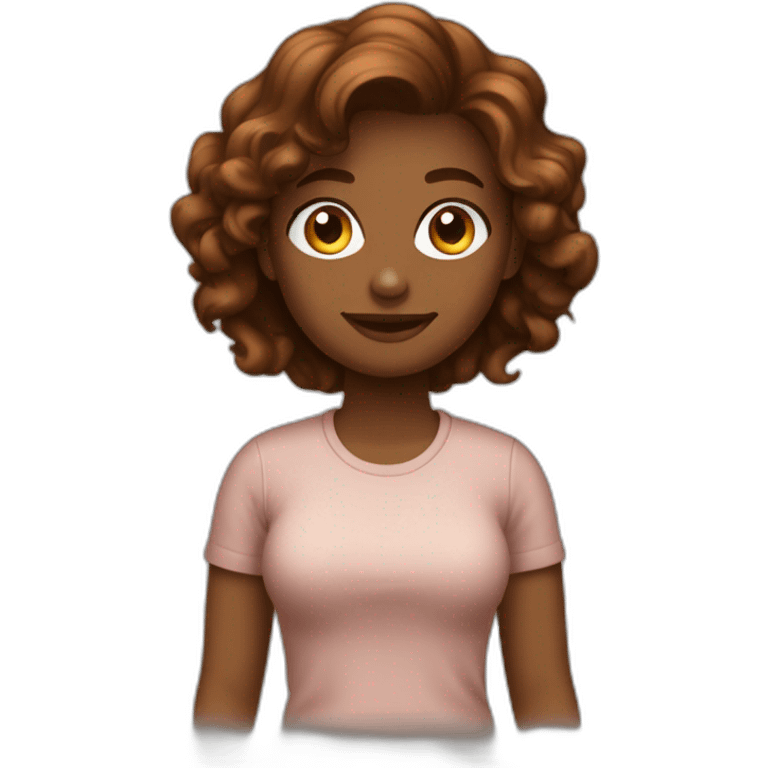 fille marron onduleé vétement cool emoji