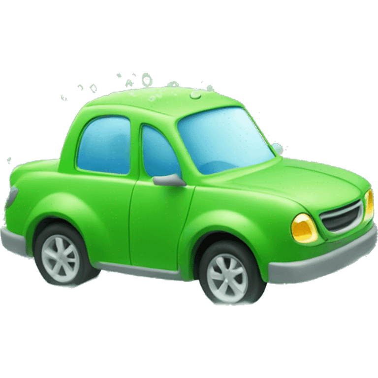 green car on foam and wash emoji