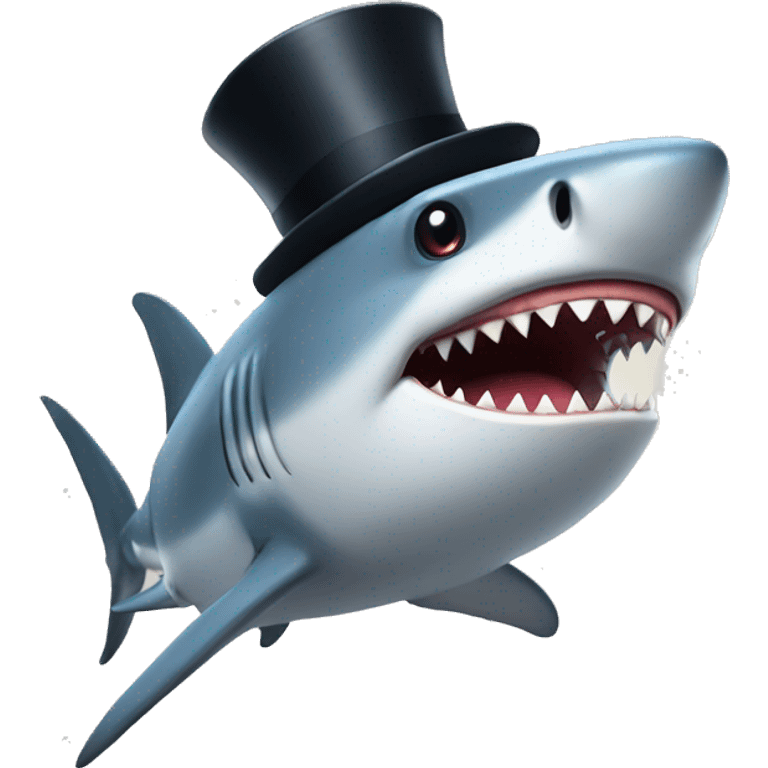 Shark with a top hat emoji