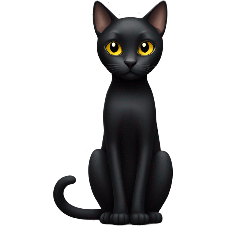 skinny black cat with yellow eyes emoji