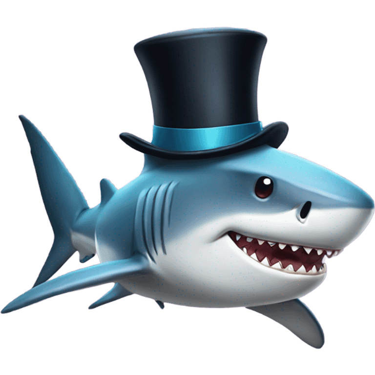 Shark with a top hat emoji