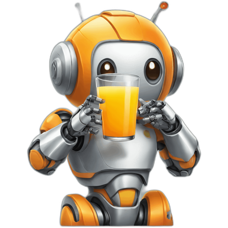 Robot drinking orange juice emoji