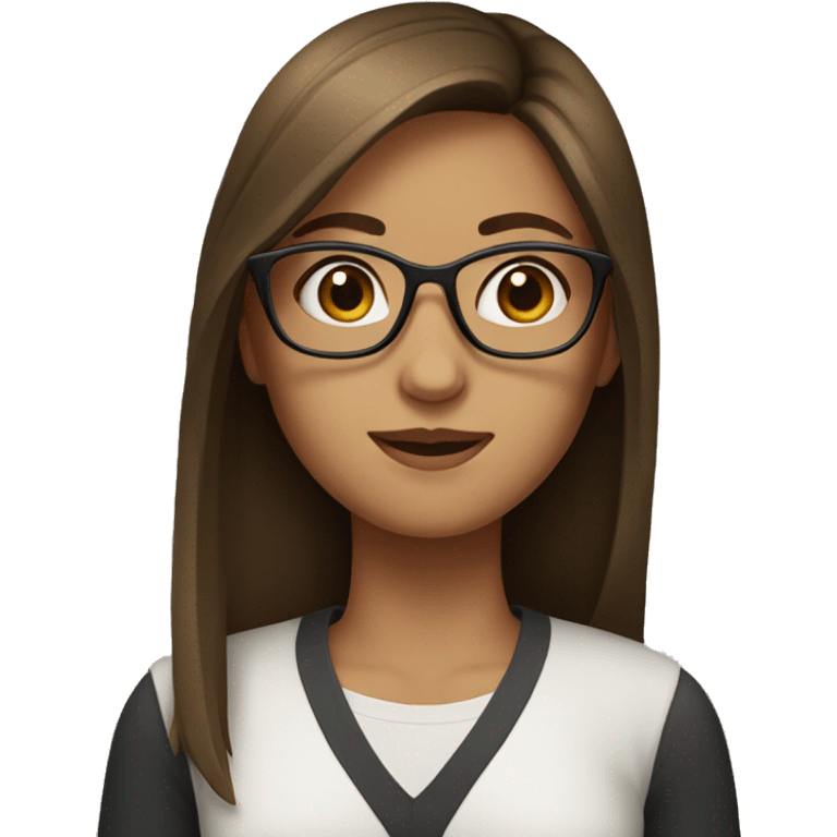 Girl with brown straight hair and glasses emoji