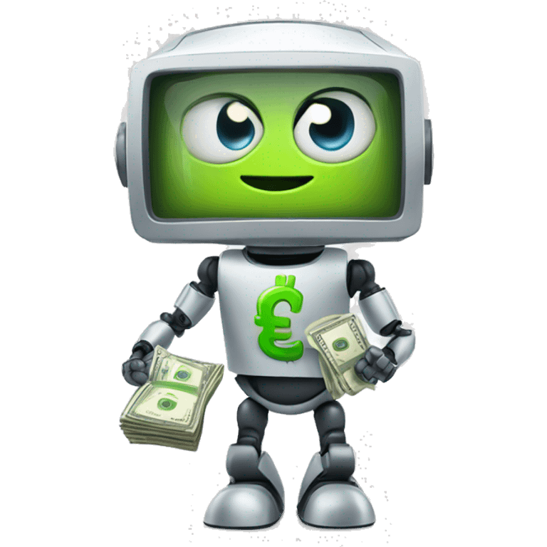 cute finance robot with money emoji