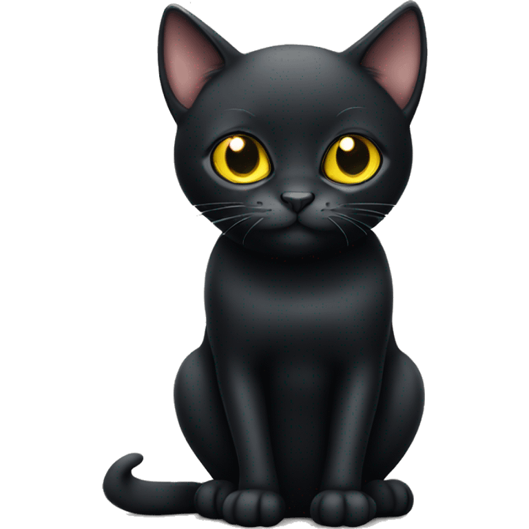 cute black cat with yellow big eyes sitting emoji