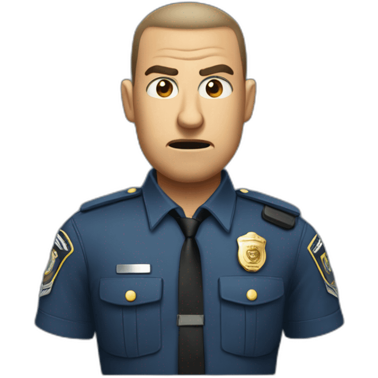 Angry policeman in uniform without a hat and a buzz cut emoji