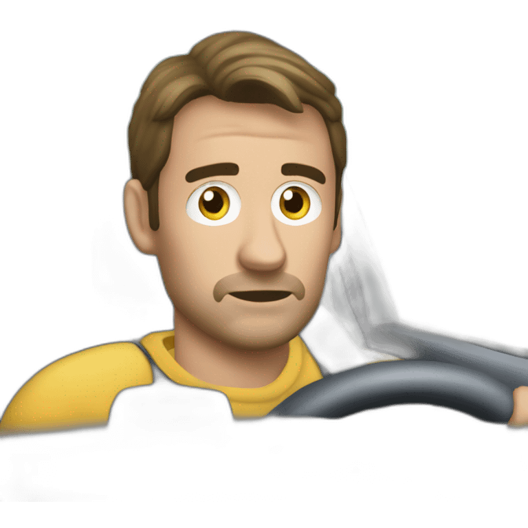 A sad man driving a Peugeot 206 emoji