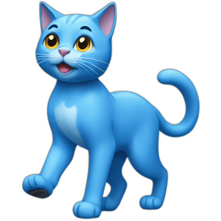 Blue cat walking emoji