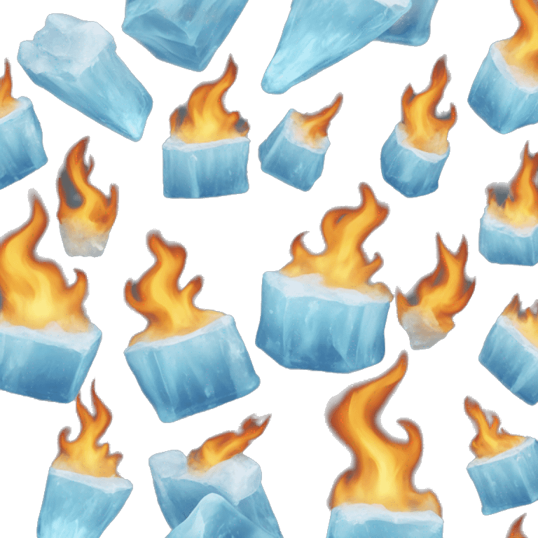 An pece of ice that is flaming emoji