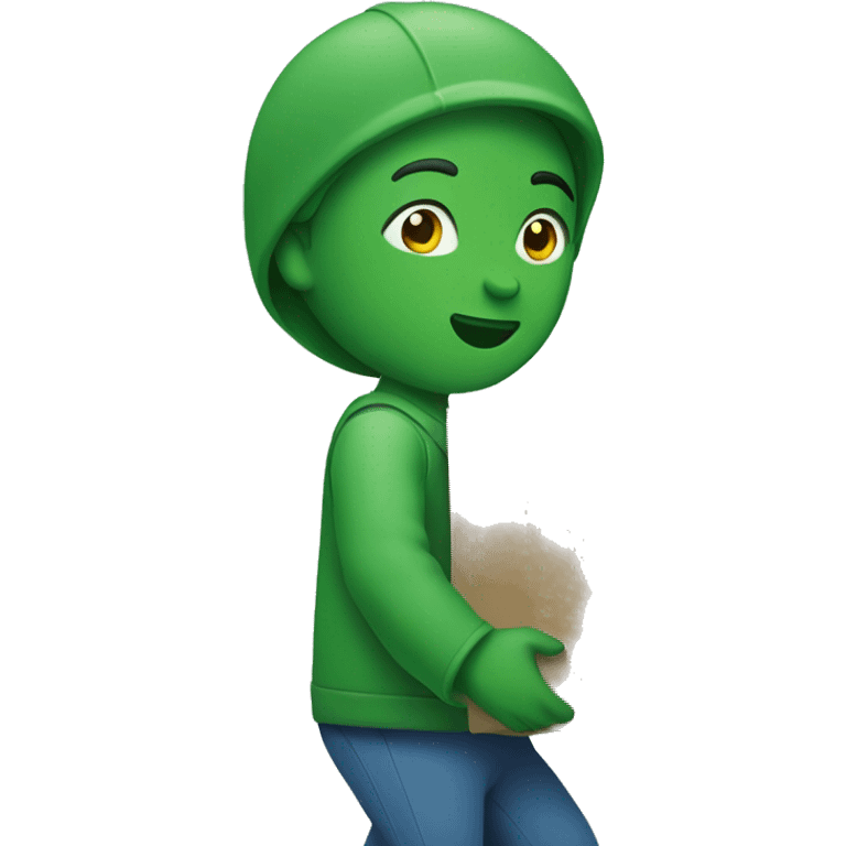 green carrying moving boxes emoji