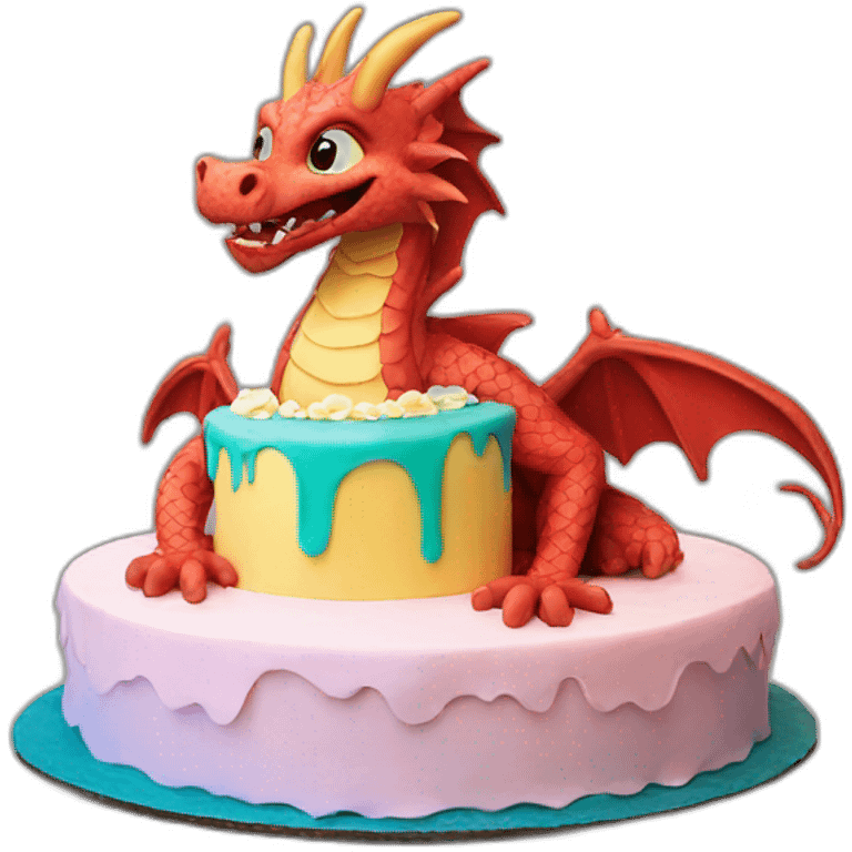 Dragon on birthday cake emoji