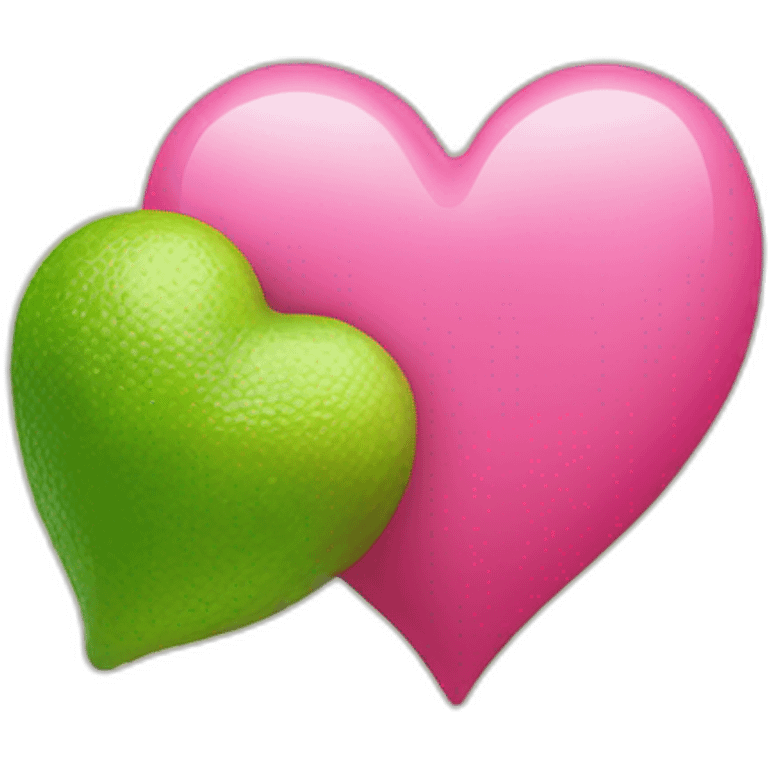 pink heart behind lime heart emoji