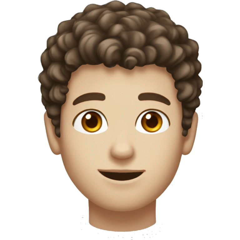 white skinned male teen with diamond face shape  brown curly fringe hairstyle and brown eyes emoji