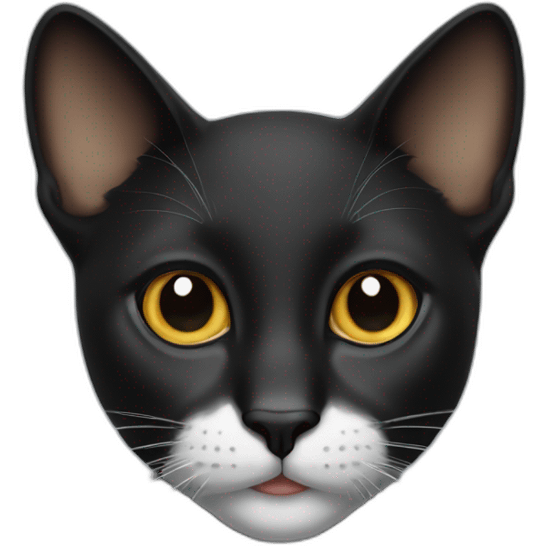 curious Black anda whute cat emoji