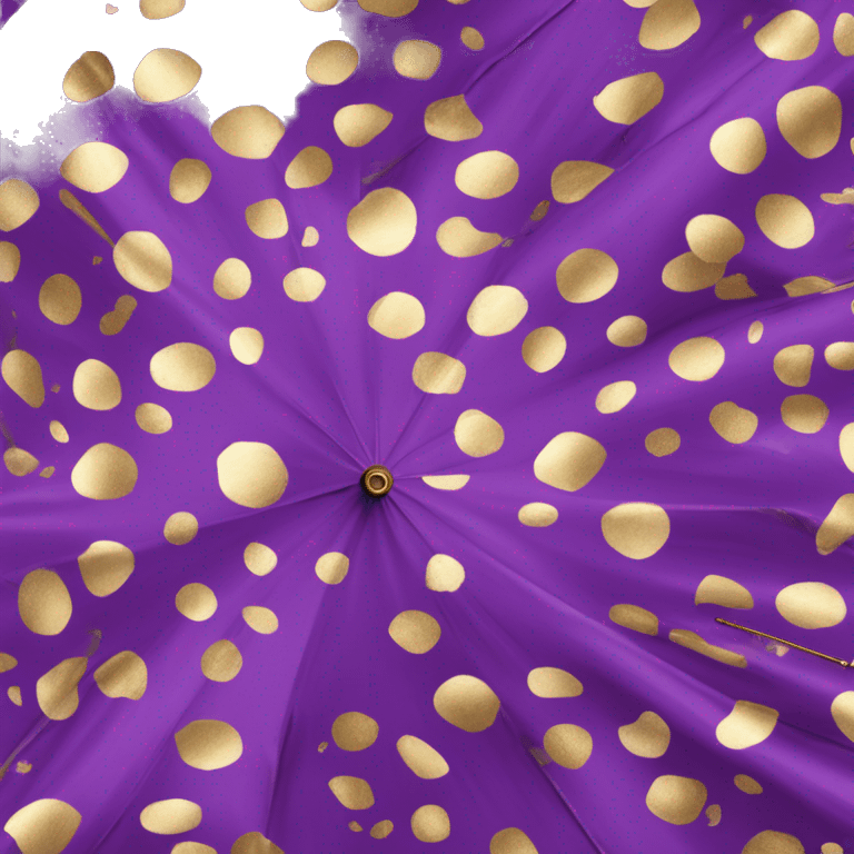 Realistic purple leopard print pattern parasol with metallic gold handle. emoji