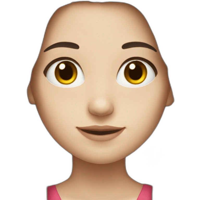 Brunette girl with long hair, white skin, Europe race, emoji