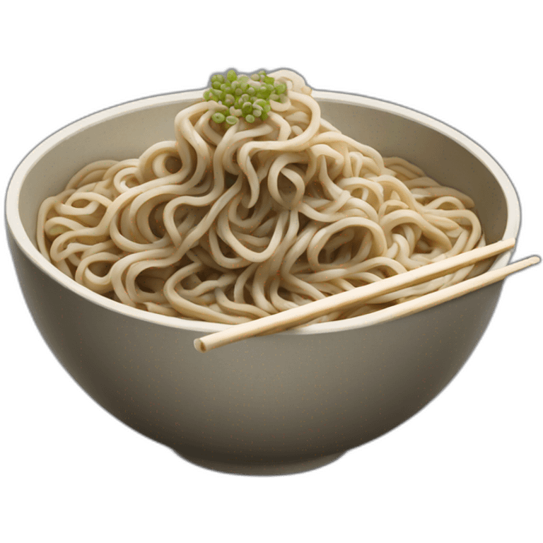 bowl of japanese buckwheat soba noodles with chopsticks emoji