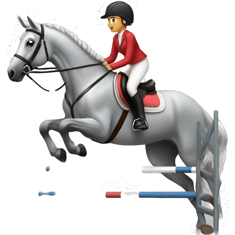 Girl with grey pony show jumping emoji