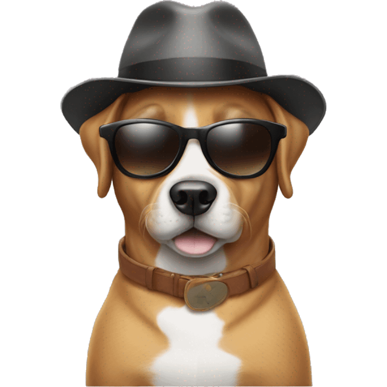 Dog wearing sunglasses and hat emoji