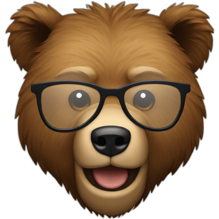 grizzly bear head, smiling, eyeglasses, blackbeard emoji