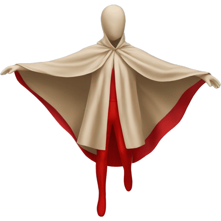 faceless beige mannequin flying red cape emoji