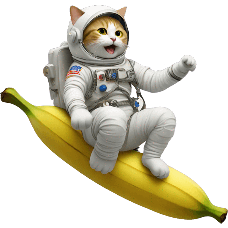 A cat riding a banana in space emoji