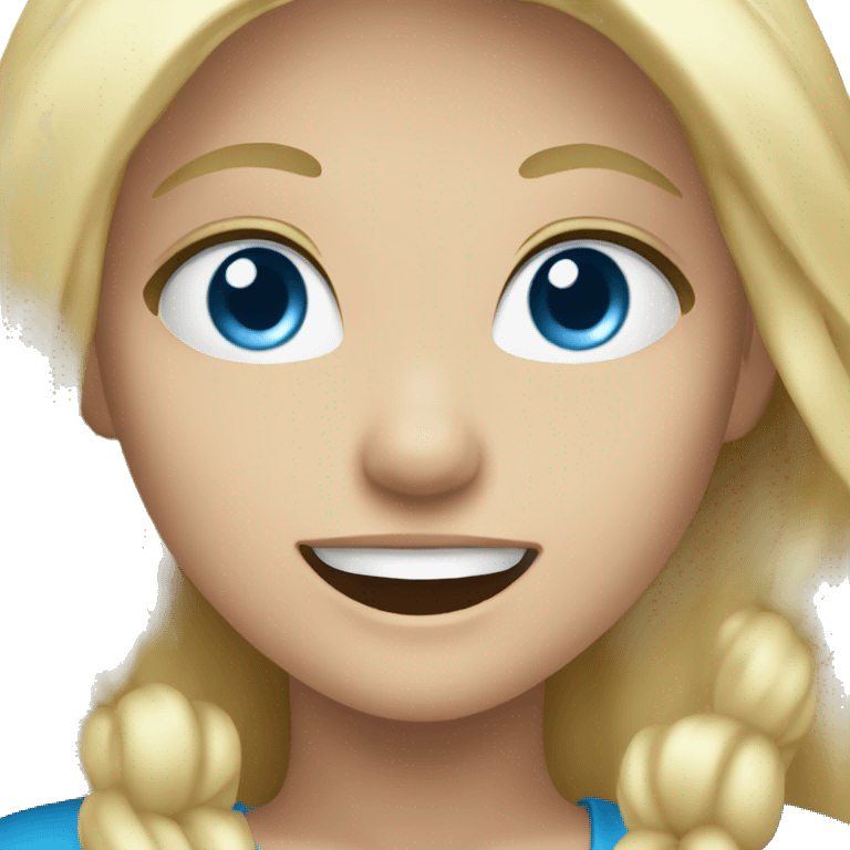 Long blonde haired blue eyed girl cheering emoji