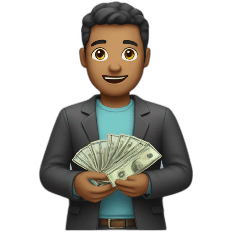 a man with cash in his hands  emoji