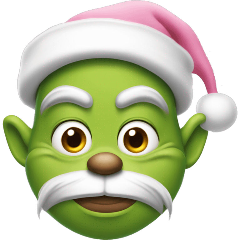 Grinch with a light pink santa hat emoji