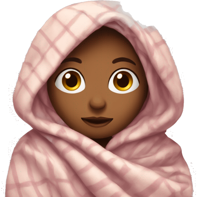 Cozy girl covered in blanket emoji