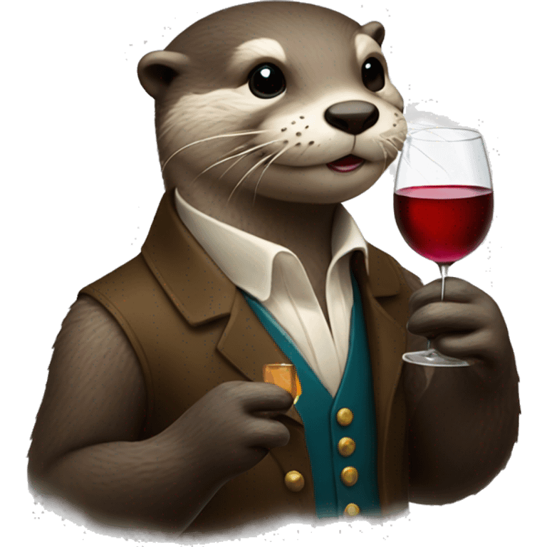 Otter with a glass of wine and a cigarette in his hands emoji