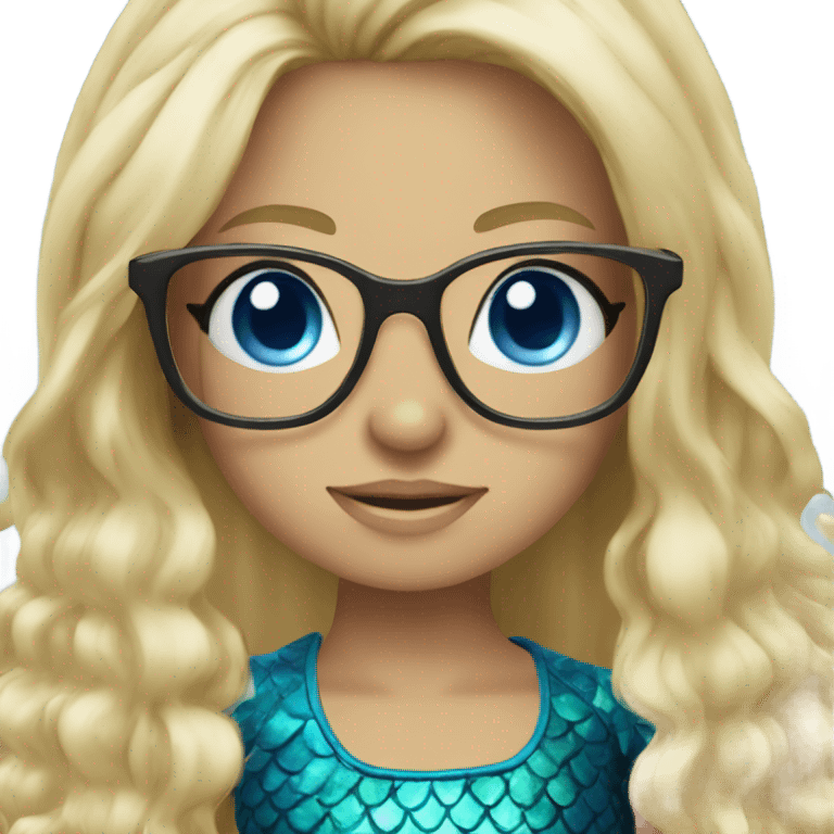 Mermaid blonde  and blue eyes wearing glasses  emoji