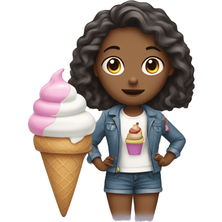 girl with ice cream emoji